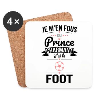 Je m'en fous du prince charmant - J'ai le foot - Dessous de verre (lot de 4) - blanc - Devant