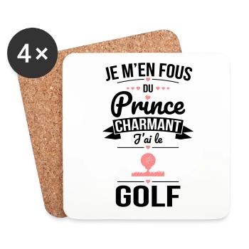 Je m'en fous du prince charmant - J'ai le golf - Dessous de verre (lot de 4) - blanc - Devant