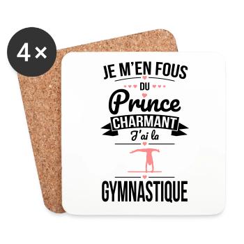 M'en fous du prince charmant j'ai la gymnastique - Dessous de verre (lot de 4) - blanc - Devant