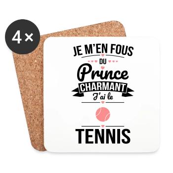 Je m'en fous du prince charmant - J'ai le tennis - Dessous de verre (lot de 4) - blanc - Devant