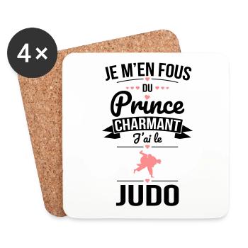 Je m'en fous du prince charmant - J'ai le judo - Dessous de verre (lot de 4) - blanc - Devant