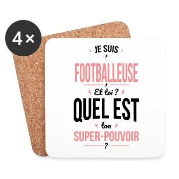 Je suis footballeuse - Super pouvoir - Dessous de verre (lot de 4) - blanc - Devant