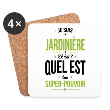Je suis jardinière - Super-pouvoir blanc - Dessous de verre (lot de 4) - blanc - Devant