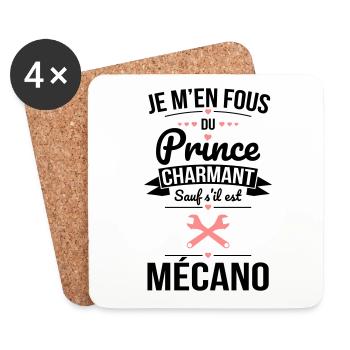 Fous du prince charmant sauf s'il est mécano - Dessous de verre (lot de 4) - blanc - Devant
