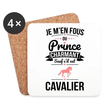 Fous du prince charmant sauf s'il est cavalier - Dessous de verre (lot de 4) - blanc - Devant