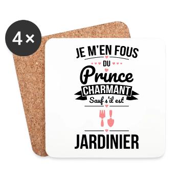 Fous du prince charmant sauf s'il est jardinier - Dessous de verre (lot de 4) - blanc - Devant