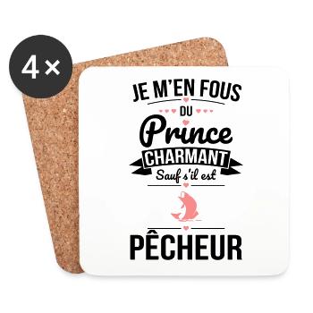 Fous du prince charmant sauf s'il est pêcheur - Dessous de verre (lot de 4) - blanc - Devant