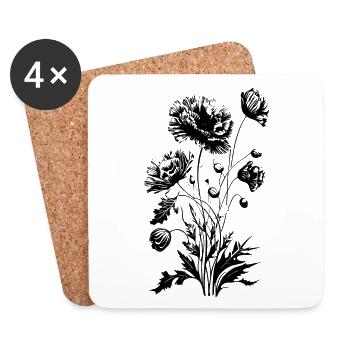 coquelicot, coquelicot, coquelicot, fleur, jardin, nature - Dessous de verre (lot de 4) - blanc - Devant