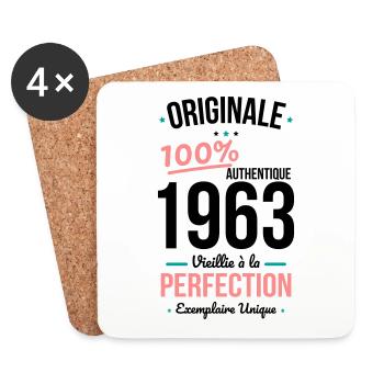 Anniversaire 60 ans - Originale 1963 - Dessous de verre (lot de 4) - blanc - Devant