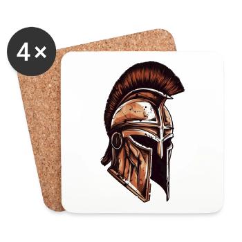 Spartaner Helm Krieger Gladiator Sparta - Untersetzer (4er-Set) - Weiß - Vorne