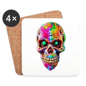 Scary Skull - Coasters (set of 4) - white - Front