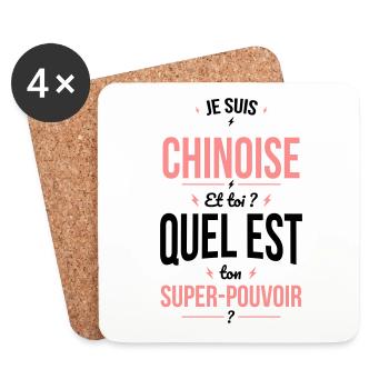 Je suis Chinoise - Super-pouvoir - Cadeau Humour - Dessous de verre (lot de 4) - blanc - Devant