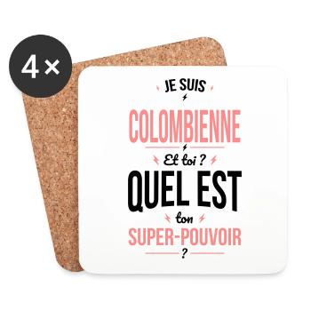 Je suis Colombienne - Super-pouvoir - Humour - Dessous de verre (lot de 4) - blanc - Devant