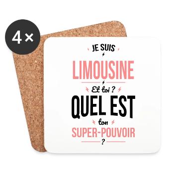 Je suis Limousine - Super-pouvoir - Cadeau Humour - Dessous de verre (lot de 4) - blanc - Devant