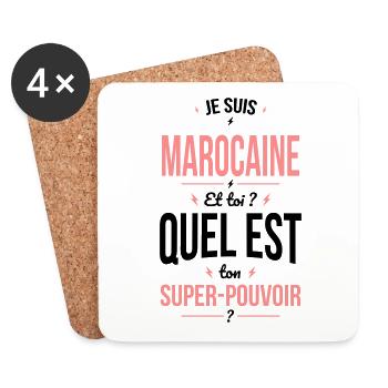 Je suis Marocaine - Super-pouvoir - Cadeau Humour - Dessous de verre (lot de 4) - blanc - Devant