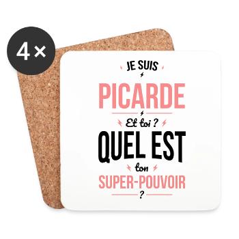 Je suis Picarde - Super-pouvoir - Cadeau Humour - Dessous de verre (lot de 4) - blanc - Devant