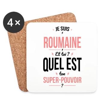 Je suis Roumaine - Super-pouvoir - Cadeau Humour - Dessous de verre (lot de 4) - blanc - Devant