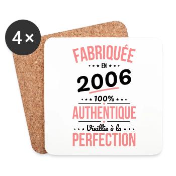 Anniversaire 18 ans - Fabriquée en 2006 - Dessous de verre (lot de 4) - blanc - Devant