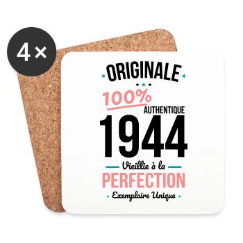 Anniversaire 80 ans - Originale 1944 - Dessous de verre (lot de 4) - blanc - Devant