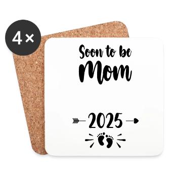 Mama Bald Mama 2025 Mutter schwangere Kinder Mot - Untersetzer (4er-Set) - Weiß - Vorne