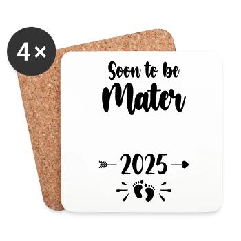 Mater Bald Mama 2025 Mutter schwangere Kinder Mot - Untersetzer (4er-Set) - Weiß - Vorne