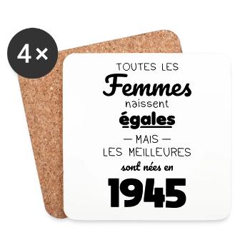 80th Anniversary - Best Born in 1945 - Coasters (set of 4) - white - Front