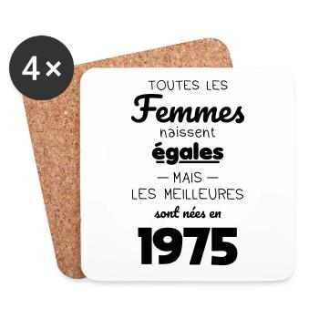 Anniversaire 50 ans - Meilleures sont nées en 1975 - Dessous de verre (lot de 4) - blanc - Devant