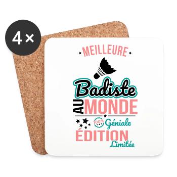 Meilleure Badiste au monde - 100% géniale - Dessous de verre (lot de 4) - blanc - Devant