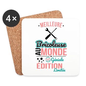 World's Best Handywoman - 100% Awesome - Coasters (set of 4) - white - Front