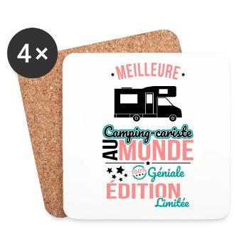 Meilleure Camping-cariste au monde - 100% géniale - Dessous de verre (lot de 4) - blanc - Devant