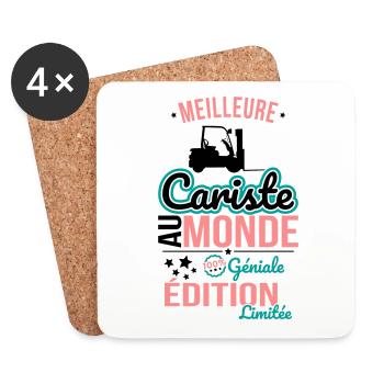 Meilleure Cariste au monde - 100% géniale - Dessous de verre (lot de 4) - blanc - Devant