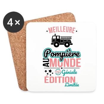 Best Firefighter in the World - 100% Awesome - Coasters (set of 4) - white - Front