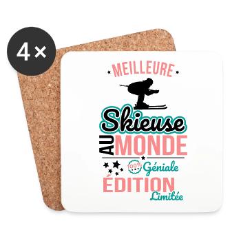 Best Female Skier in the World - 100% Awesome - Coasters (set of 4) - white - Front