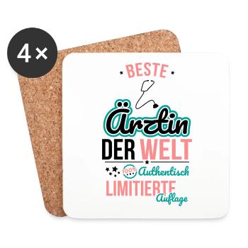 Beste Ärztin der Welt - 100% Authentisch - Untersetzer (4er-Set) - Weiß - Vorne