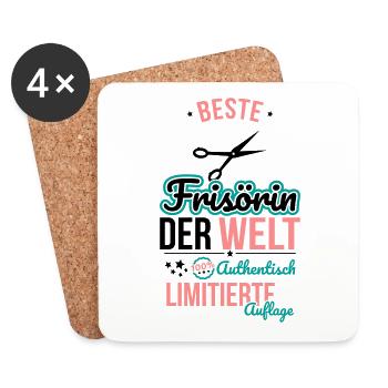 Beste Frisörin der Welt - 100% Authentisch - Untersetzer (4er-Set) - Weiß - Vorne