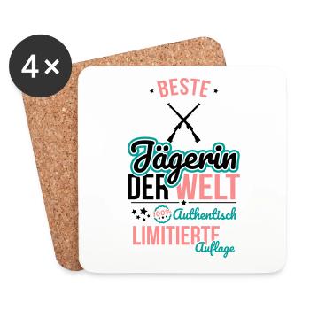 Meilleure chasseresse du monde - 100 % authentique - Dessous de verre (lot de 4) - blanc - Devant