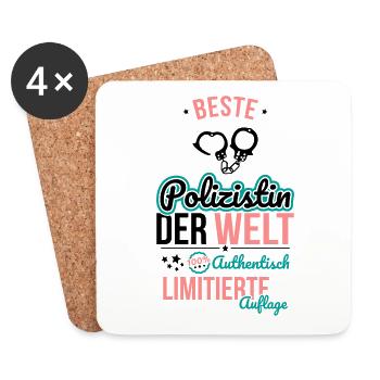 Meilleure policière du monde - 100 % authentique - Dessous de verre (lot de 4) - blanc - Devant