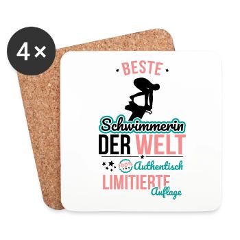Beste Schwimmerin der Welt - 100% Authentisch - Untersetzer (4er-Set) - Weiß - Vorne