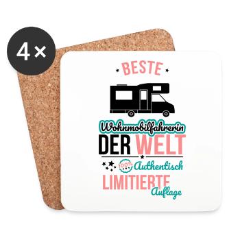 Beste Wohnmobilfahrerin - 100% Authentisch - Untersetzer (4er-Set) - Weiß - Vorne