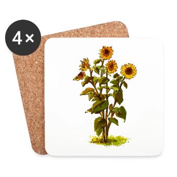 Sonnenblume - Untersetzer (4er-Set) - Weiß - Vorne