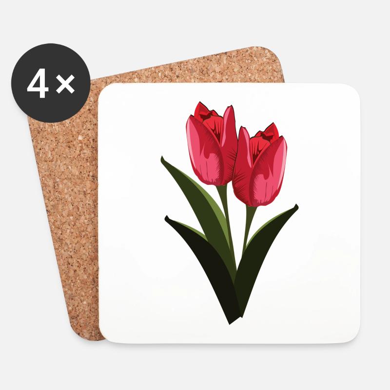 Tulpen - Untersetzer (4er-Set) - Weiß