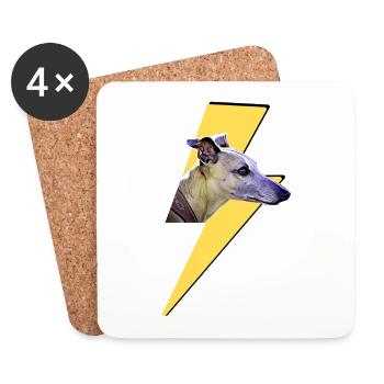 Windhund und Blitz - Untersetzer (4er-Set) - Weiß - Vorne