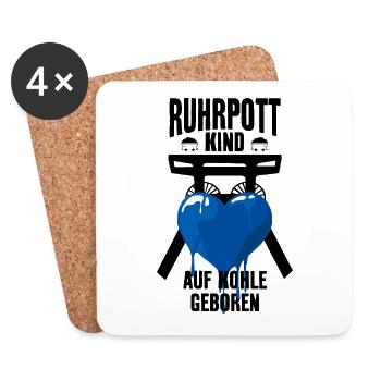 RUHRPOTT KIND RUHRGEBIET AUF KOHLE GEBOREN - Untersetzer (4er-Set) - Weiß - Vorne