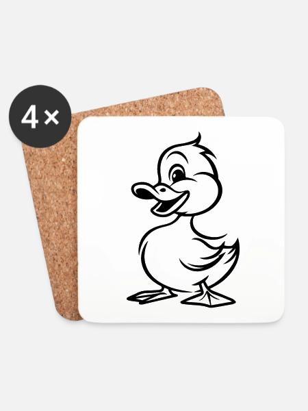 Ente Enten - Untersetzer (4er-Set) - Weiß