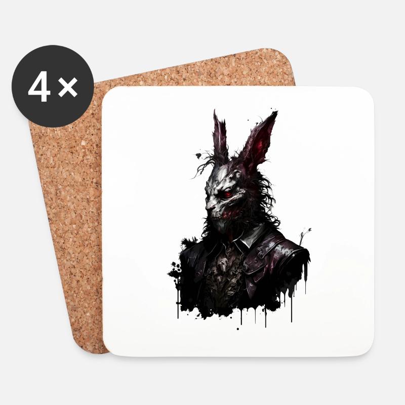 Untoter Osterhase mit Anzug - Untersetzer (4er-Set) - Weiß