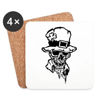 Creepy skull Happy St. Patrick's day - Dessous de verre (lot de 4) - blanc - Devant