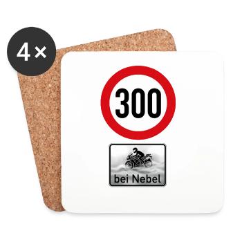Tempolimit: 300 km/h bei Nebel (Biker Humor) - Untersetzer (4er-Set) - Weiß - Vorne