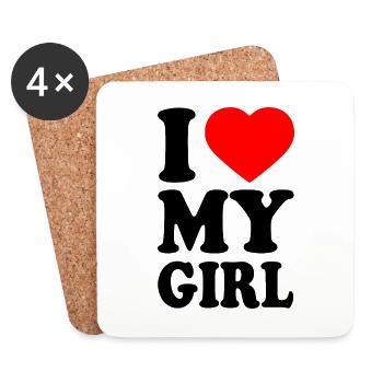 I love my girl - Untersetzer (4er-Set) - Weiß - Vorne
