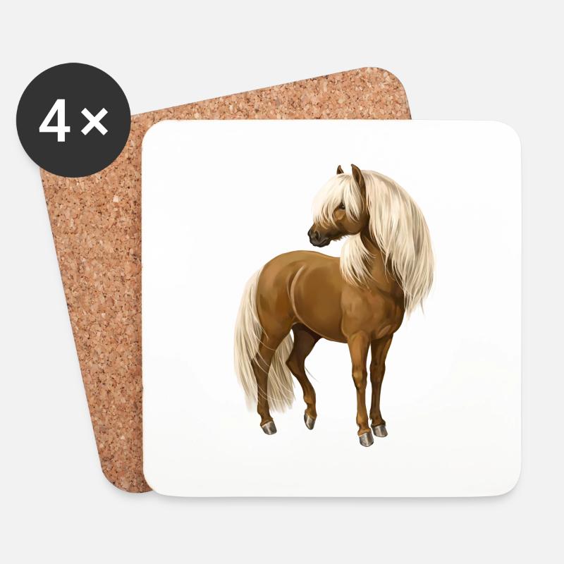 Pony Hengst - Untersetzer (4er-Set) - Weiß