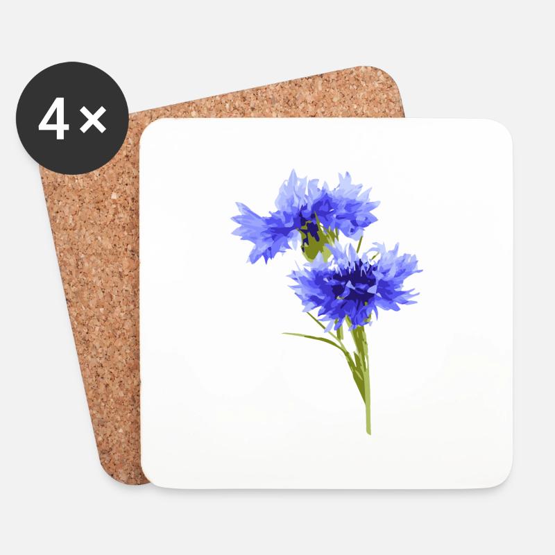 Kornblume - Untersetzer (4er-Set) - Weiß